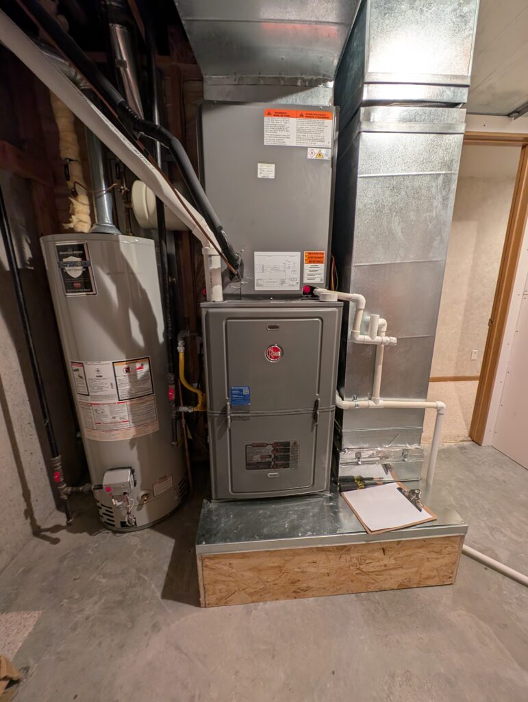 This is a newly replaced Dual Fuel Heat Pump system's indoor unit (furnace/air handler)