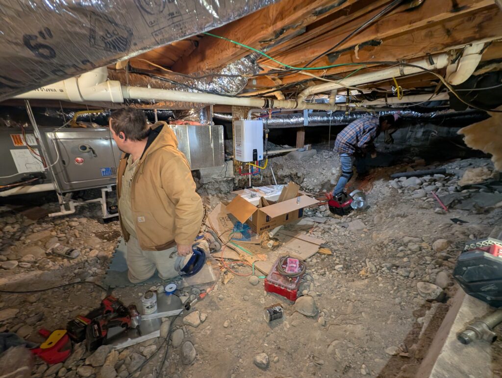 ductwork being installed